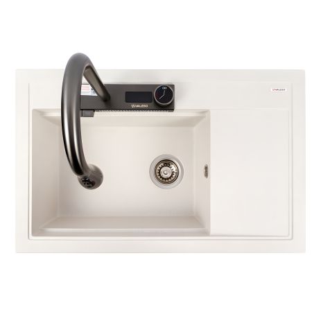 Белая в точку матовая гранитная мойка VALESO ATRUM 7950 Белая в точку матовая гранитная мойка VALESO ATRUM 7950