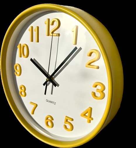 Бесшумные настенные часы (30 см) OH-252-Yellow QUARTZ, желтые, для спальни или детской Бесшумные настенные часы (30 см) OH-252-Yellow QUARTZ, желтые, для спальни или детской