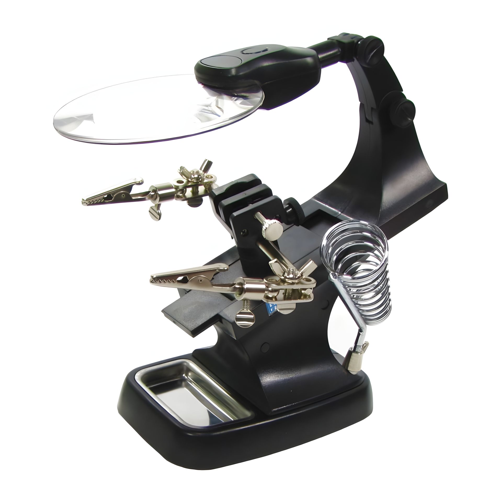 Платодержатель Aida TH-7023 с линзой, подсветкой и подставкой под паяльник Платодержатель Aida TH-7023 с линзой, подсветкой и подставкой под паяльник